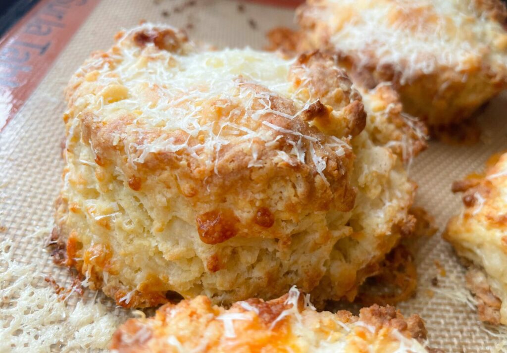 buttermilk cheddar biscuit on pan